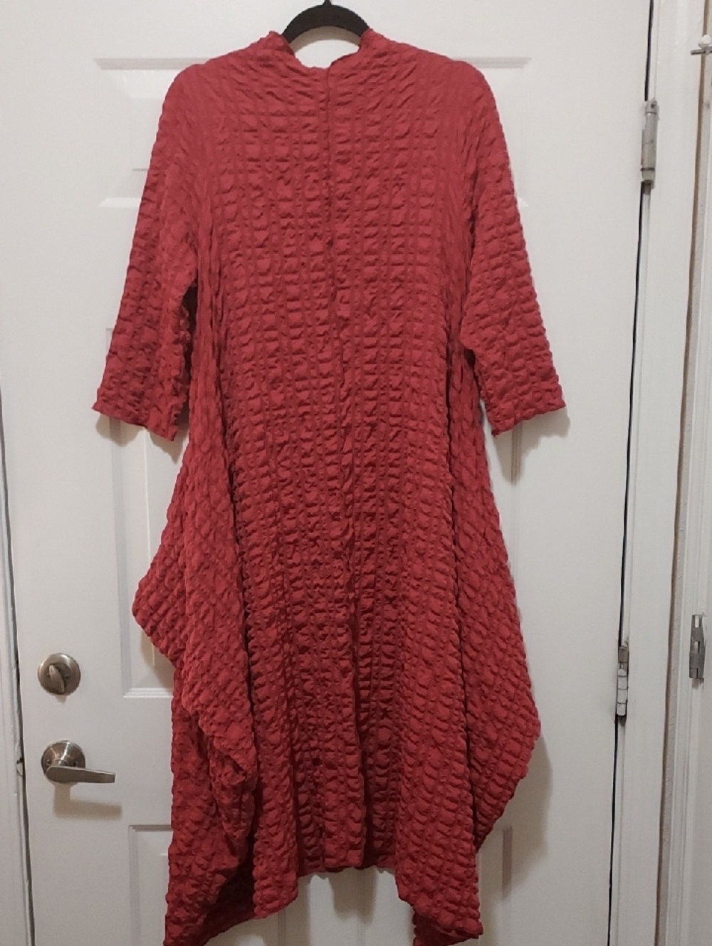 Asymmetrical Textured Deep Rose Dress